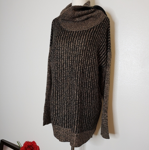 NEW M. Rena Luxury Sweater Taupe Coffee Zipper Boutique Womens Turtleneck Winter - Picture 7 of 16